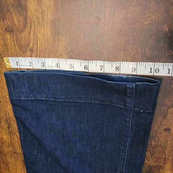 Loft Jeans 6 Curvy Trouser Flare Low Rise Button Flap Dark Wash Denim Preppy - Picture 10 of 11